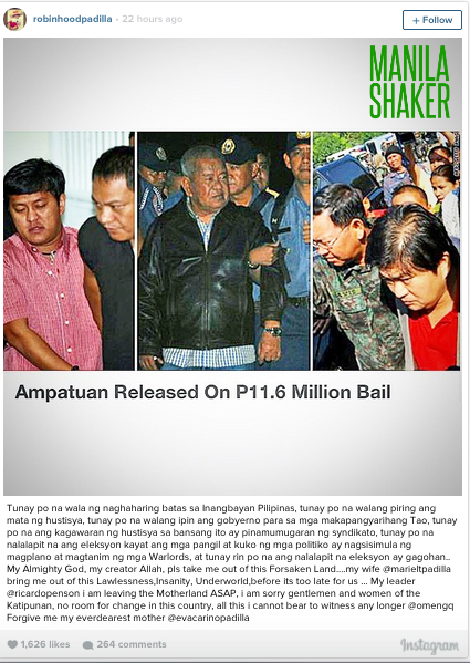 Robin Padilla Declares To Leave The 'Forsaken' Country Over Ampatuan's Release