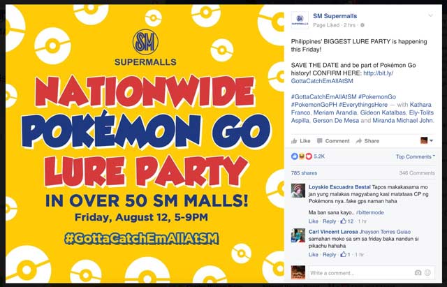 SM Super Malls Pokemon Go Lure Party Nationwide Philippines