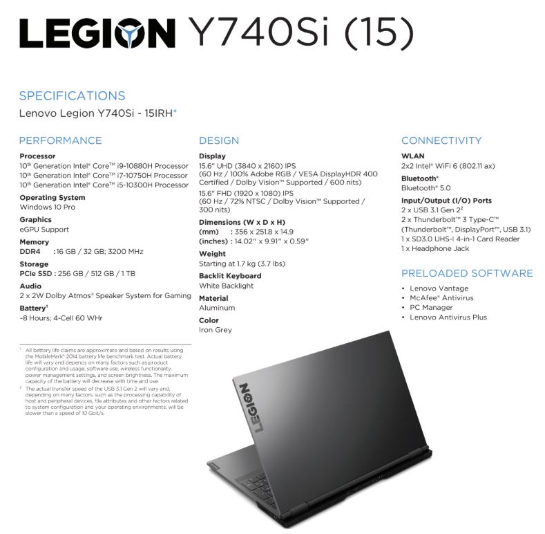 Lenovo Legion Gaming Laptops 2020 Prices and Availability