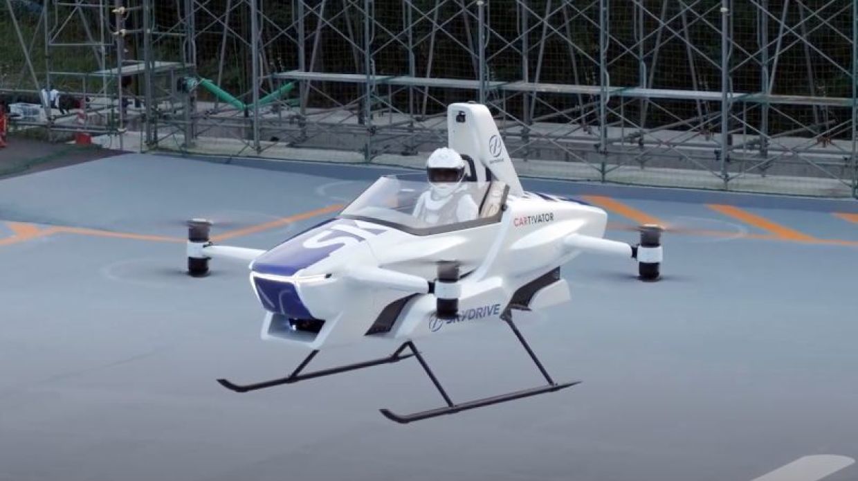 Watch a Japanese 'flying car' take a piloted test flight
