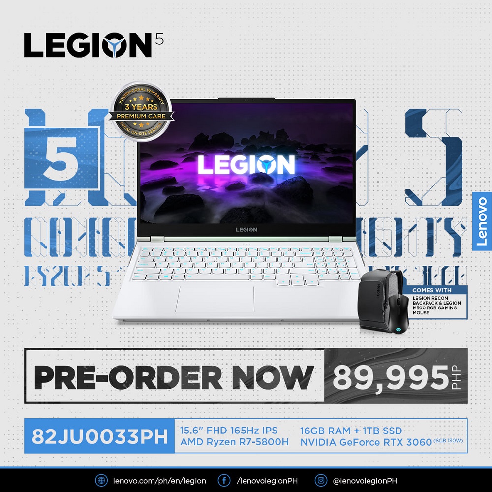Lenovo Legion 5 in Stingray White now open for pre-order at P89K price