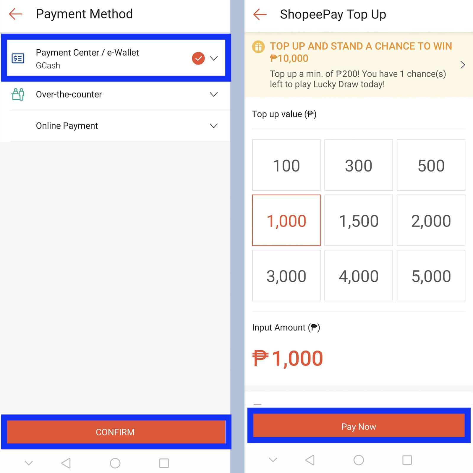 ShopeePay Philippines charges 1 on every cashin transaction.