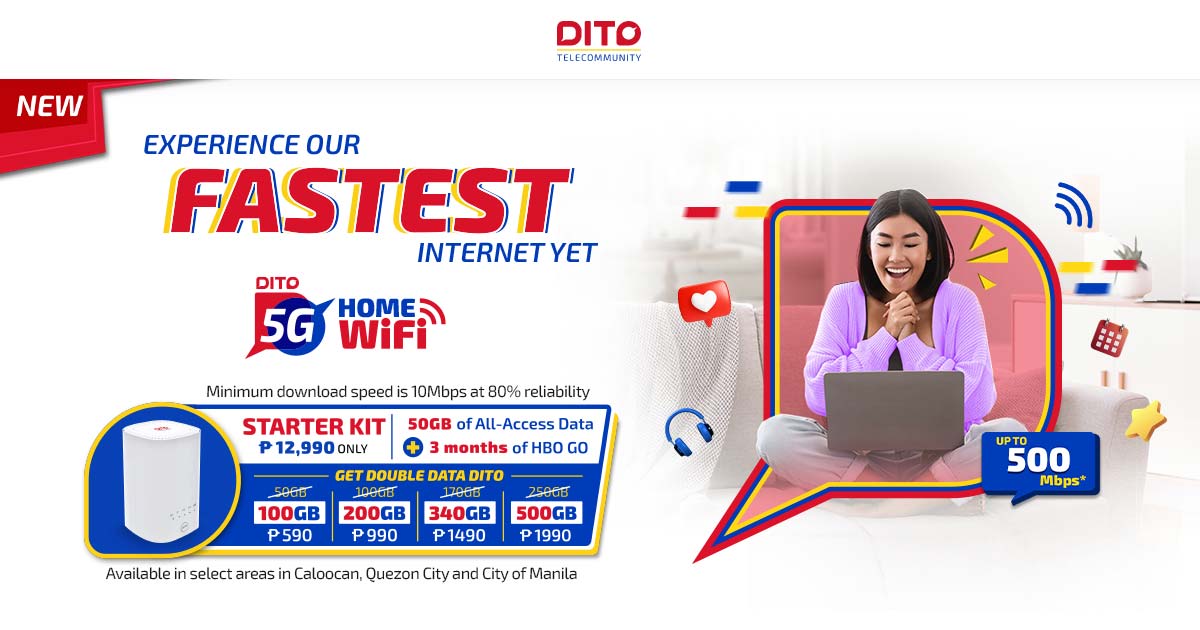 List of Prepaid and Postpaid DITO Home WiFi 5G Plans