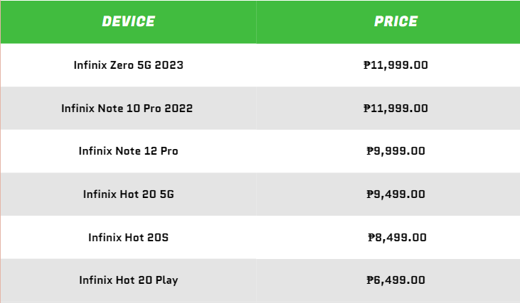 infinix price philippines 2023